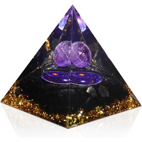 Moonstone Orgone Pyramid Amethyst Ball Orgonite Pyramids، بلورات شفاء وأحجار شفاء، كريستال كوارتز شفاف لتقليل التوتر شقرا ريكي شفاء التأمل يجذب الحظ والازدهار والنجاح in Kuwait