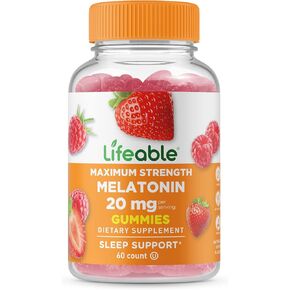 Lifeable Melatonin 20mg - Great Tasting Natural Flavor Gummy Supplement - Gluten Free Vegetarian GMO-Free Chewable - for Help Falling Asleep and Staying Sleep - for Adults, Man, Women - 60 Gummies