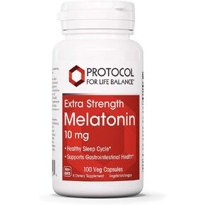 Protocol Melatonin Extra Strength - 10 mg Melatonin - Sleeping Support for Adults - Daily Immune Support - Pineal Gland Aid - Kosher & Non-GMO - 100 Veg Capsules