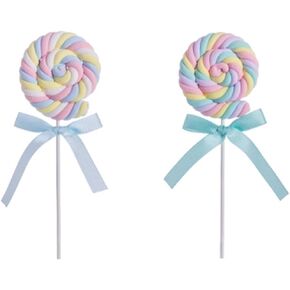 2PCS Artificial Marshmallow Lollipops Fake Cotton Candy Dessert Model Decoration Prop DIY Ornaments