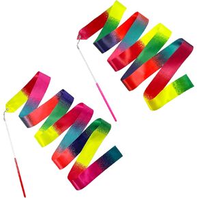Dance Ribbons, 78.7 Inch Sparkling Dance Ribbon Streamer, Rhythmic Gymnastics Ribbon with Wand, Twirling Dancing Ribbons, for Kids Girls Adults Talent Shows Artistic Dancing Training