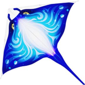 Mint's Colorful Life Devil Fish Kite for Kids Adults，Easy to Fly Delta Kite Single Line Large, Kite Handle Include