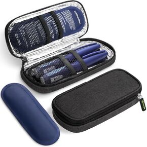 AUVON Insulin Pen Cooler Travel Case with 2 * 90g TSA Approved Ice Packs, Diabetic Medication Insulated Cooling Bag for Insulin Pens and Diabetic Supplies Storage, Compact for Daily Life and Trips