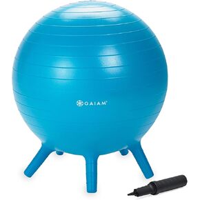 Gaiam Kids Stay-N-Play Children's Balance Ball - Flexible School Chair Active Classroom Desk Alternative Seating | Built-In Stay-Put Soft Stability Legs, Includes Air Pump, 45cm, Lime