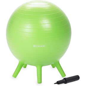 Gaiam Kids Stay-N-Play Children's Balance Ball - Flexible School Chair Active Classroom Desk Alternative Seating | Built-In Stay-Put Soft Stability Legs, Includes Air Pump, 45cm, Blue