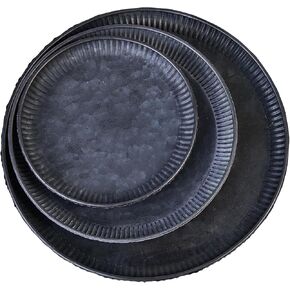 3 PCS Vintage Round Trays Metal Iron Tray Unique Butler Tray,Home Decorative Centerpiece for Dining Table,Farmhouse Look Rustic Accessories for Weddings and Parties