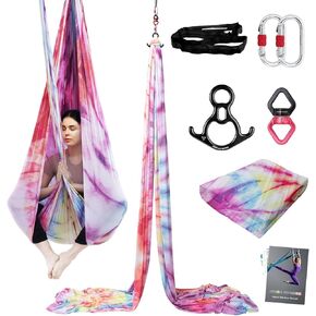 PRIOR FITNESS Aerial Silks Kit Colorful 9/15/20 Yards 40D Nylon Fabric Hammock Set With Hardware & Guide for All Levels Of Aerial Yoga Practice and Acrobatic Flying For Adults Aerial silk