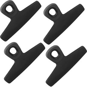 COOK WITH COLOR Food Clips - Chip Bag Clips Set of 4, 5 Inches Wide Heavy Duty Chip Clips, Large Bag Clips for Food Storage with Air Tight Seal Grip for Bread Bags, Snack Bags and Food Bags - (Black)