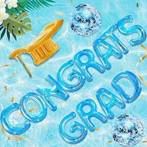 Sumind 15 جهاز كمبيوتر شخصى Congrats Grad نفخ تجمع يطفو مجموعة الحروف قبعة التخرج تجمع تعويم 20 بوصة نفخ تجمع بالونات Floatie الزينة لحفل التخرج تجمع مع لاصق النقاط ملصق