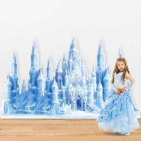 Snowflake Castle Cardboard Winter Snow Themed Party Decoration Blue Castle Photography Background Snowflake Castle Table Decoration Winter Snowflake Themed Boys Girls Party Supplies