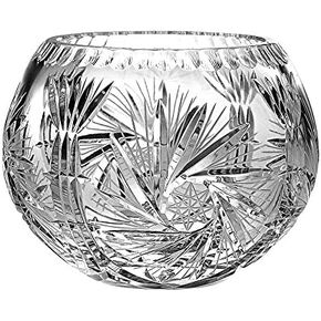Barski European Hand Cut - Crystal Rose Bowl - Pinwheel Design 5"D