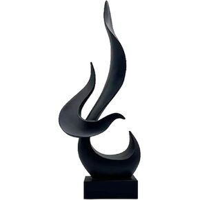 Dosker Black Flame Sculpture Modern Abstract Statue Home Decor for Living Room Coffee Table Shelf Accents Decor,Office Desk Figurines for Men
