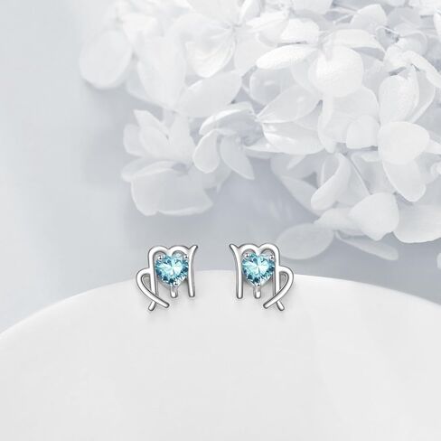 Zodiac Sign Earring with Birthstone 12 Constellation Stud Earrings Sterling Silver Zodiac Sign Stud Earrings Gifts for Women Girls in Kuwait