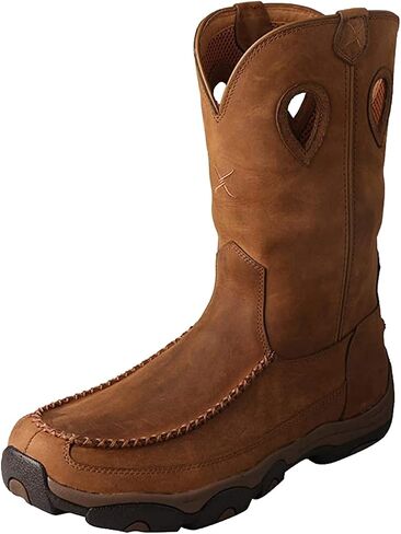 Twisted X Men's 11" Nano Toe Boot - Pull-On Cowboy Boots Crafted with Nano Composite Safety Toe, DuraTWX Hybrid Performance Leather, CellSole Footbed, and Leather Pull Holes, Charcoal & Tan, 7.5 M in Saudi Arabia