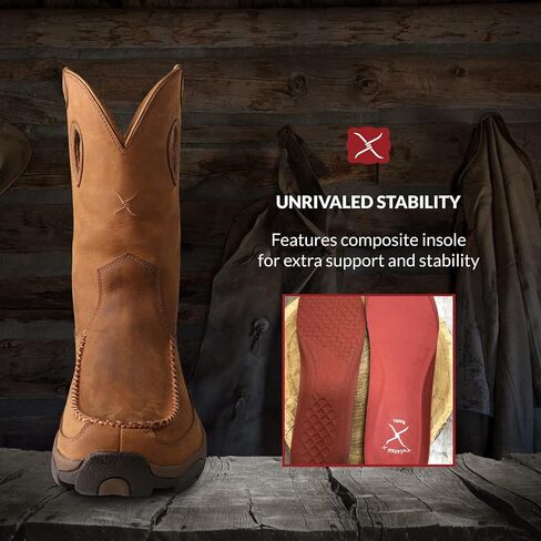 Twisted X Men's 11" Nano Toe Boot - Pull-On Cowboy Boots Crafted with Nano Composite Safety Toe, DuraTWX Hybrid Performance Leather, CellSole Footbed, and Leather Pull Holes, Charcoal & Tan, 7.5 M in Saudi Arabia