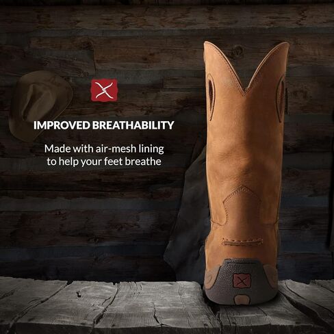 Twisted X Men's 11" Nano Toe Boot - Pull-On Cowboy Boots Crafted with Nano Composite Safety Toe, DuraTWX Hybrid Performance Leather, CellSole Footbed, and Leather Pull Holes, Charcoal & Tan, 7.5 M in Saudi Arabia