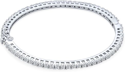 Vintage Deco Style Bridal Prom Holiday Bangle Bracelet For Women Cubic Zirconia CZ Silver Tone Plated Brass in Kuwait