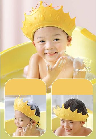Baby Shower Cap for Kids,Shower Hat for Kids,Adjustable Toddler Hair Washing Shield,Cute Crown Shape Silicone Baby Shower Visor Shampoo Cap for Eye and Ear Protection(blue) in Saudi Arabia