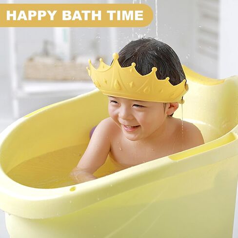 Baby Shower Cap for Kids,Shower Hat for Kids,Adjustable Toddler Hair Washing Shield,Cute Crown Shape Silicone Baby Shower Visor Shampoo Cap for Eye and Ear Protection(blue) in Saudi Arabia
