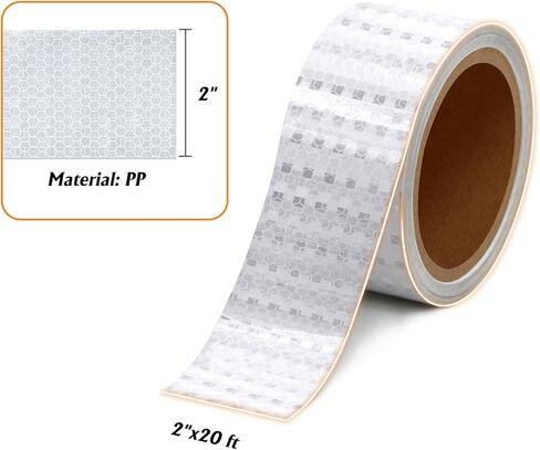 شريط عاكس 2 بوصة × 20 قدم، شريط أمان خارجي، شريط عاكس متين ومقاوم للماء للسيارات والدراجات والمقطورات والسلالم يتوهج في الظلام، 3 لفات in Kuwait