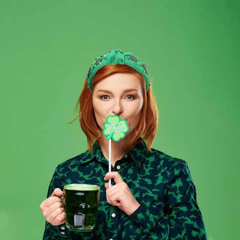 عصابة رأس mokkia St.Patrick's Day للنساء عصابة رأس خضراء شامروك كريستال حجر الراين مرصعة بالجواهر عصابة رأس معقودة لاكي الأيرلندية للعطلات وإكسسوارات الشعر هدايا (شامروك B) in Kuwait