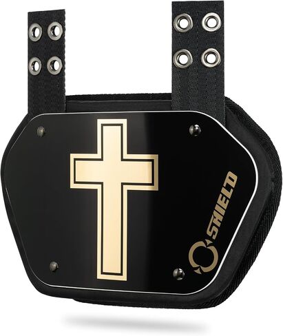 O Shield Golden Cross Chrome Football Back Plate, Lower Back Pads for Football Players, Rear Protector, Golden Cross White, Youth Fit in Saudi Arabia