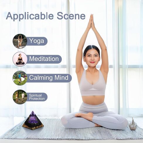 Moonstone Orgone Pyramid Amethyst Ball Orgonite Pyramids، بلورات شفاء وأحجار شفاء، كريستال كوارتز شفاف لتقليل التوتر شقرا ريكي شفاء التأمل يجذب الحظ والازدهار والنجاح in Kuwait