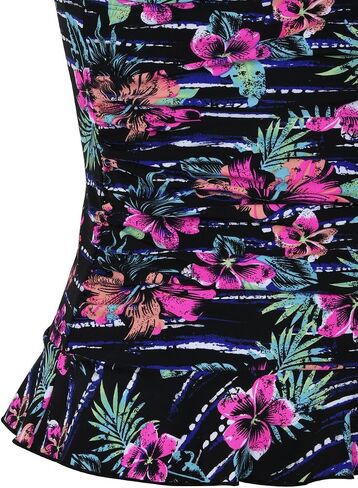Hilor Women's 50's Retro Ruched Tankini Swimsuit Top with Ruffle Hem Bathing Suit Top Tummy Control Swim Tops in Saudi Arabia
