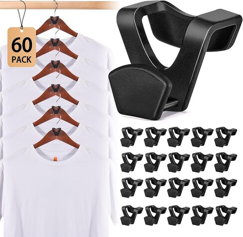 HOUSE DAY Space Saving Hanger Hooks 60 Pack, Black Clothes Hanger Connector Hooks, Heavy Duty Hanger Hooks Space Saver, Premium College Dorm Room Essentials, Good Closet Organizers and Storage in Saudi Arabia