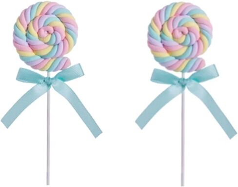 2PCS Artificial Marshmallow Lollipops Fake Cotton Candy Dessert Model Decoration Prop DIY Ornaments in Saudi Arabia