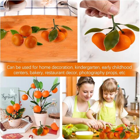 Artificial Orange, 5 Clusters Mini Fake Orange Simulation Fruits for Realistic Model Decoration Wedding Home Party Kitchen Festival Bowl Tray in Kuwait