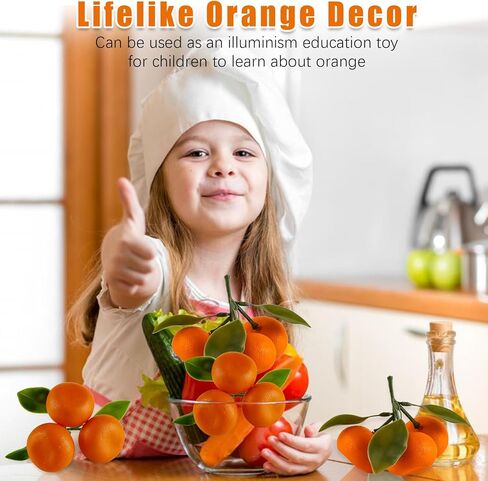 Artificial Orange, 5 Clusters Mini Fake Orange Simulation Fruits for Realistic Model Decoration Wedding Home Party Kitchen Festival Bowl Tray in Kuwait