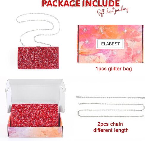 ELABEST Glitter Evening Clutch Bag Double Sided Diamond Bag Crossbody Purse Wedding Party Bag for Women in Saudi Arabia