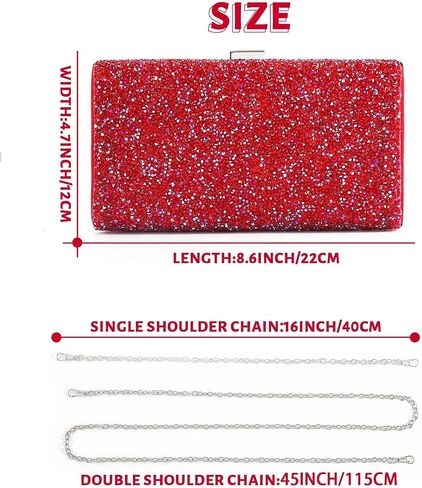 ELABEST Glitter Evening Clutch Bag Double Sided Diamond Bag Crossbody Purse Wedding Party Bag for Women in Saudi Arabia