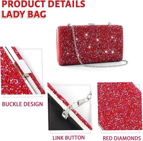 ELABEST Glitter Evening Clutch Bag Double Sided Diamond Bag Crossbody Purse Wedding Party Bag for Women in Saudi Arabia