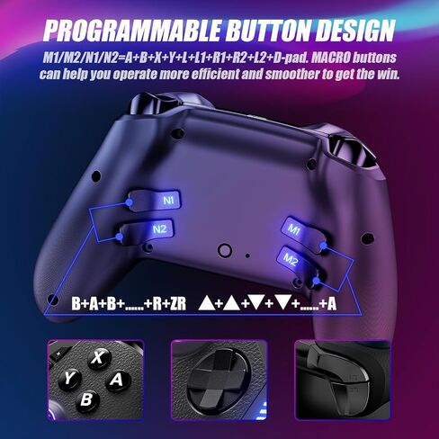 وحدات تحكم التبديل، وحدة تحكم Nin-tendo Switch متوافقة مع Switch/Switch Lite/Switch OLED/IOS/Android/Windows، وحدة تحكم لاسلكية Switch Pro مع ضوء LED ملون/صدمة مزدوجة/Turbo/تحكم في الحركة in Kuwait