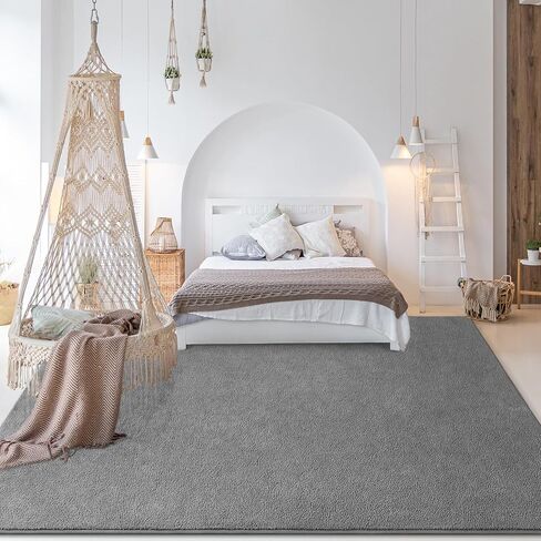 Hutha Large Area Rugs for Bedroom Living Room, 6x9 Grey Solid Fluffy Super Soft Memory-Foam Furry Bedside Carpets, Modern Indoor Floor Rug Aesthetic Minimalist Rug for Kids Girls Boys Home Decor in Saudi Arabia