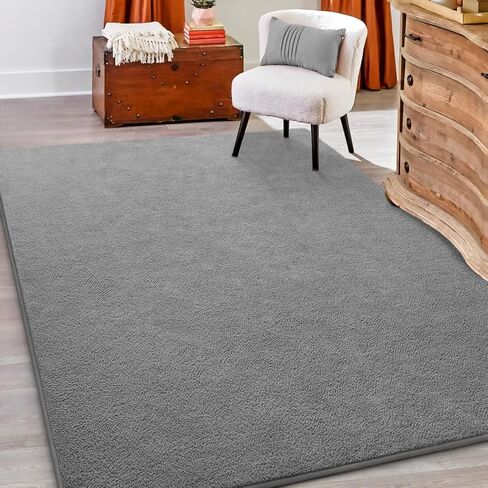 Hutha Large Area Rugs for Bedroom Living Room, 6x9 Grey Solid Fluffy Super Soft Memory-Foam Furry Bedside Carpets, Modern Indoor Floor Rug Aesthetic Minimalist Rug for Kids Girls Boys Home Decor in Saudi Arabia