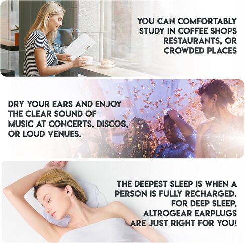 Silicone Ear Plugs for Sleeping - Noise Cancelling Earplugs for Deep Sleep, Travel & Meditation - Comfortable & Reusable with Small, Medium, Large Tips - Black in Saudi Arabia