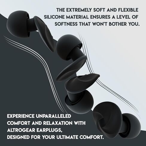 Silicone Ear Plugs for Sleeping - Noise Cancelling Earplugs for Deep Sleep, Travel & Meditation - Comfortable & Reusable with Small, Medium, Large Tips - Black in Saudi Arabia