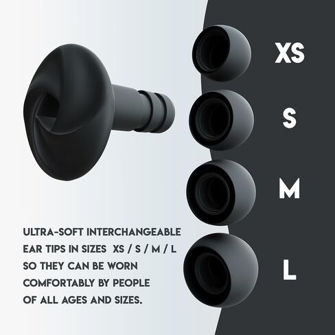 Silicone Ear Plugs for Sleeping - Noise Cancelling Earplugs for Deep Sleep, Travel & Meditation - Comfortable & Reusable with Small, Medium, Large Tips - Black in Saudi Arabia