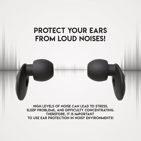 Silicone Ear Plugs for Sleeping - Noise Cancelling Earplugs for Deep Sleep, Travel & Meditation - Comfortable & Reusable with Small, Medium, Large Tips - Black in Saudi Arabia