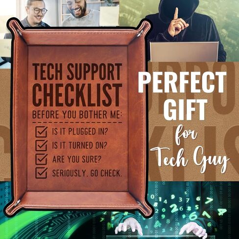 صينية هدايا INNObeta Tech Guy، منظم تخزين سطح المكتب من جلد البولي يوريثان بجانب السرير وحامل العملات المعدنية لرجل التكنولوجيا، مثالي لأعياد الميلاد والكريسماس in Saudi Arabia