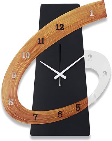 ساعة حائط مزخرفة كبيرة وحديثة ومبتكرة من الشمال، إطار معدني ساعات حائط كوارتز صامتة غير موقوتة لغرفة المعيشة ديكور المدخل وغرفة النوم والمقاهي ومدفأة المكتب (الحجم: 13.8 × 17.3 بوصة (35 × 44 سم)) in Kuwait