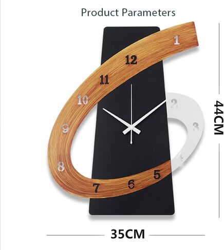 ساعة حائط مزخرفة كبيرة وحديثة ومبتكرة من الشمال، إطار معدني ساعات حائط كوارتز صامتة غير موقوتة لغرفة المعيشة ديكور المدخل وغرفة النوم والمقاهي ومدفأة المكتب (الحجم: 13.8 × 17.3 بوصة (35 × 44 سم)) in Kuwait