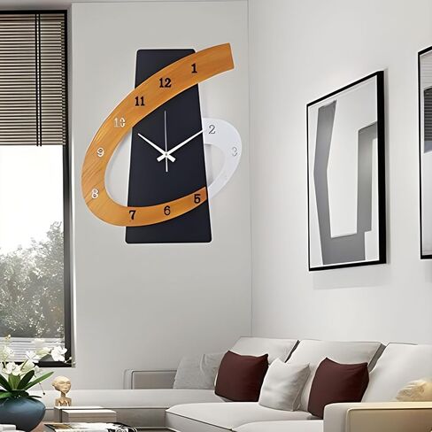 ساعة حائط مزخرفة كبيرة وحديثة ومبتكرة من الشمال، إطار معدني ساعات حائط كوارتز صامتة غير موقوتة لغرفة المعيشة ديكور المدخل وغرفة النوم والمقاهي ومدفأة المكتب (الحجم: 13.8 × 17.3 بوصة (35 × 44 سم)) in Kuwait
