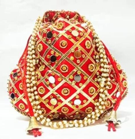 India Gift Hub Indian Handmade Women's Embroidered Drawstring Jewelry Pouch Bag | Indian Potli Handbag | 20 Piece in Saudi Arabia