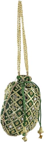 India Gift Hub Indian Handmade Women's Embroidered Drawstring Jewelry Pouch Bag | Indian Potli Handbag | 20 Piece in Saudi Arabia