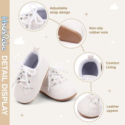 HsdsBebe Baby Boys Girls Oxford Shoes PU Leather Soft Rubber Sole Sneakers Anti-Slip Toddler Ankle Boots Infant Walking Shoes Moccasins in Saudi Arabia