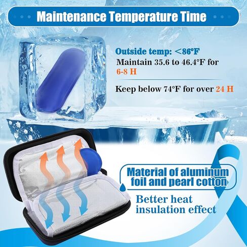 حقيبة سفر مبرد الأنسولين - منظم حقيبة سفر لمرضى السكري مع عرض لدرجة الحرارة، مع عبوتين ثلج قابلتين لإعادة الاستخدام لقلم الأنسولين ومستلزمات مرضى السكري الأخرى، للحياة اليومية والرحلات (رمادي) in Kuwait